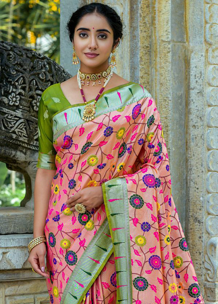 Orange Kanjivaram Silk Saree With Blouse Piece