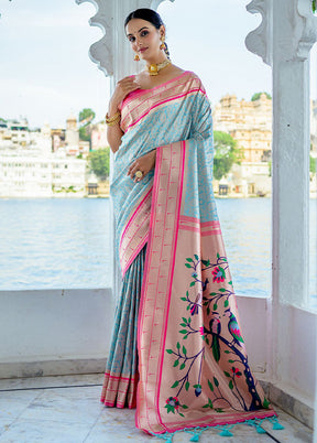 Firoza Kanjivaram Silk Saree With Blouse Piece