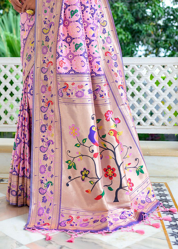 Baby Pink Dupion Silk Saree With Blouse Piece