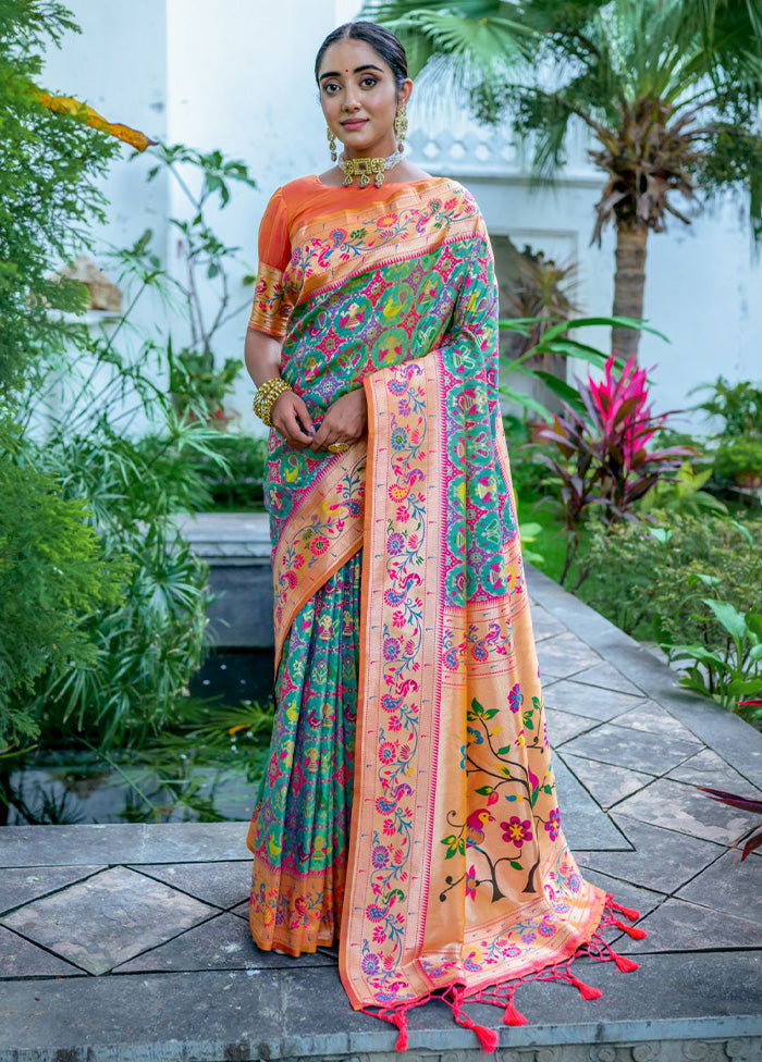 Mehendi Dupion Silk Saree With Blouse Piece