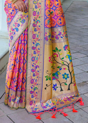 Peach Dupion Silk Saree With Blouse Piece