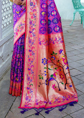 Purple Dupion Silk Saree With Blouse Piece