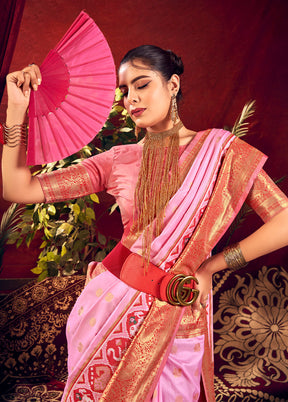 Baby Pink Dupion Silk Saree With Blouse Piece