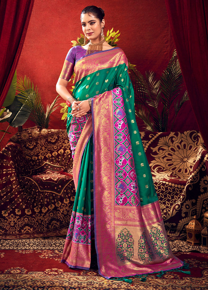 Rama Dupion Silk Saree With Blouse Piece