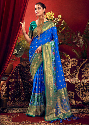 Royal Blue Dupion Silk Saree With Blouse Piece