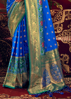 Royal Blue Dupion Silk Saree With Blouse Piece