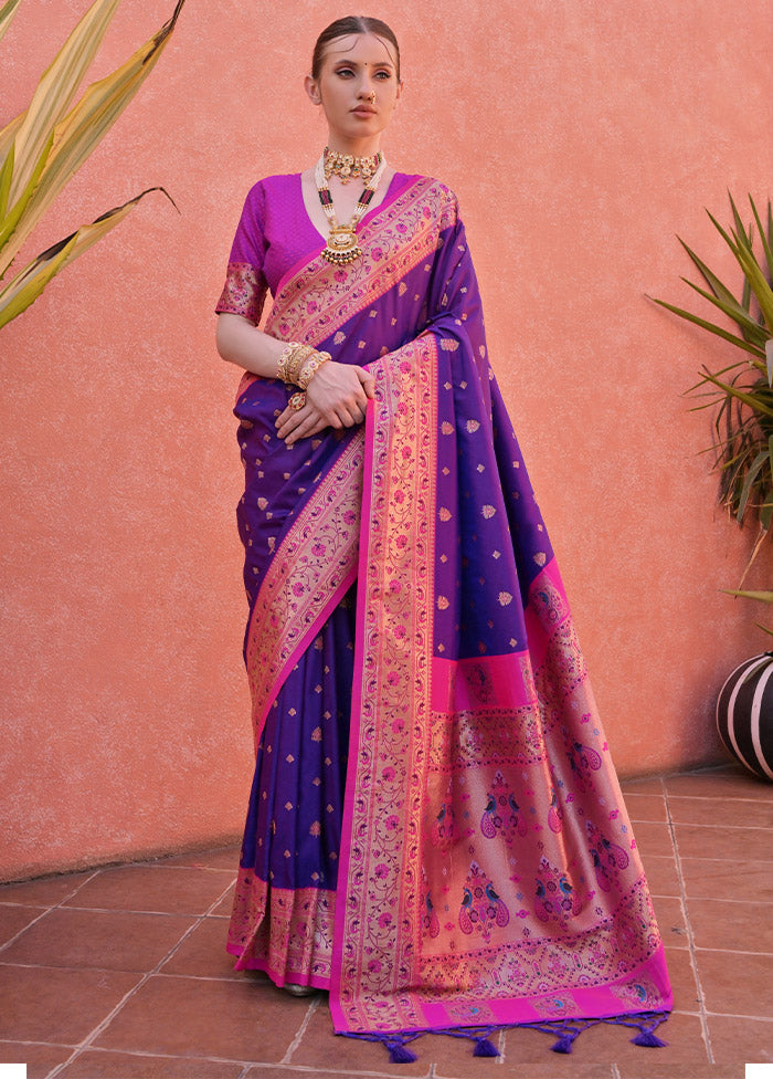 Royal Blue Dupion Silk Saree With Blouse Piece