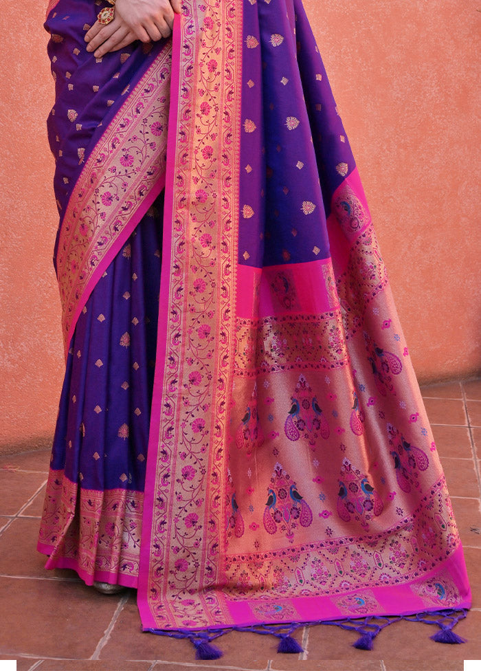 Royal Blue Dupion Silk Saree With Blouse Piece