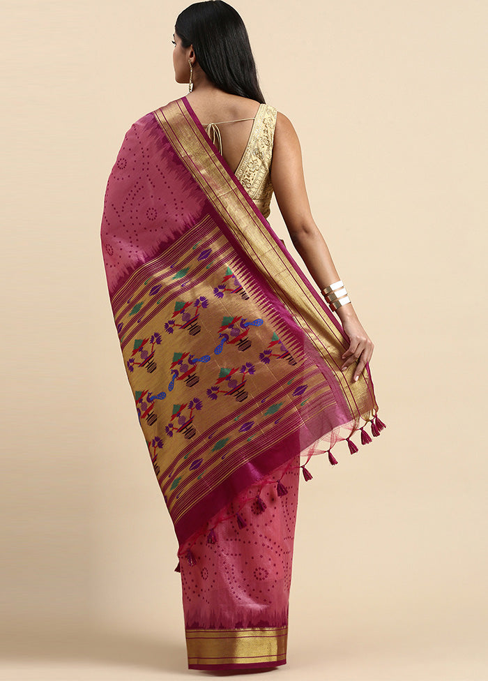 Rani Spun Silk Saree With Blouse Piece