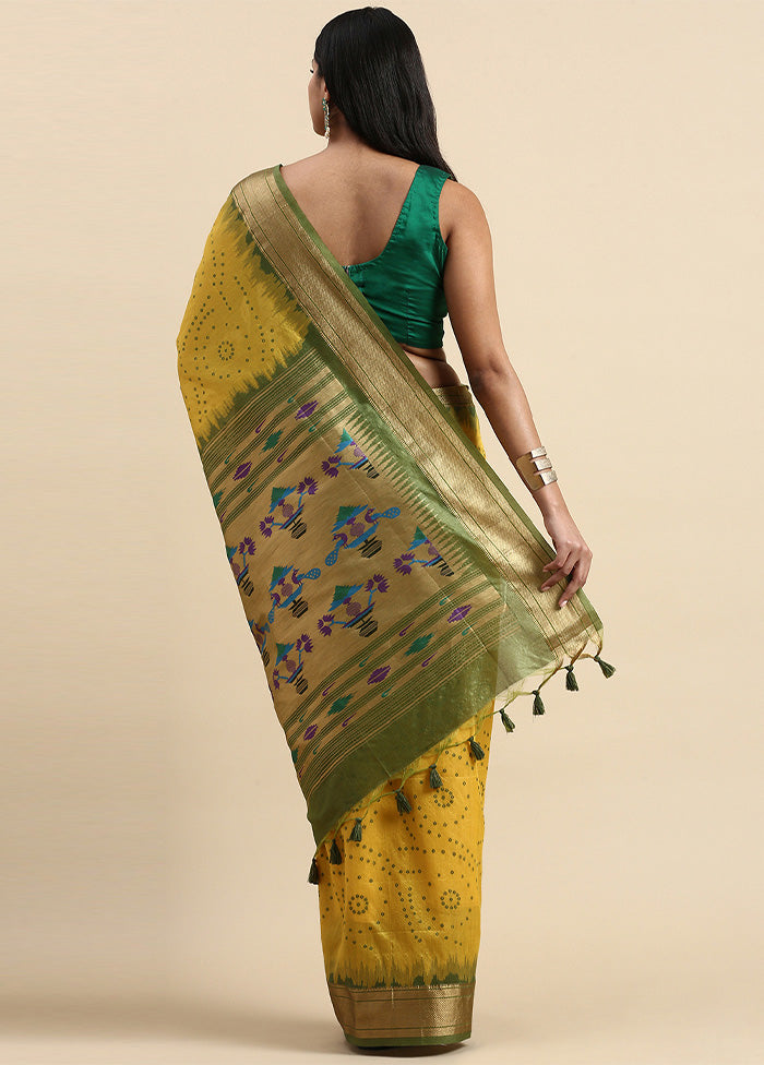 Yellow Spun Silk Saree With Blouse Piece