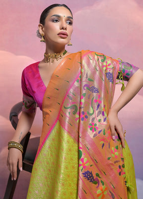 Mehendi Dupion Silk Saree With Blouse Piece