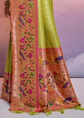 Mehendi Dupion Silk Saree With Blouse Piece