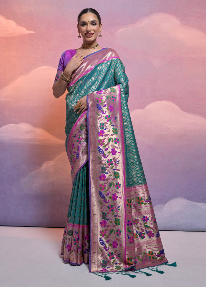 Rama Dupion Silk Saree With Blouse Piece