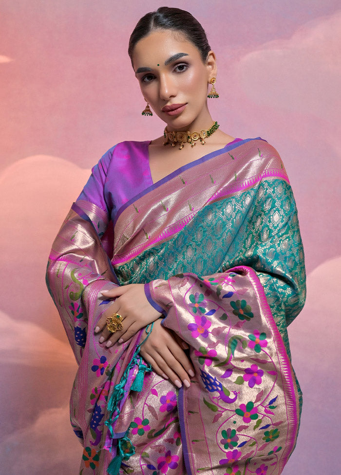 Rama Dupion Silk Saree With Blouse Piece