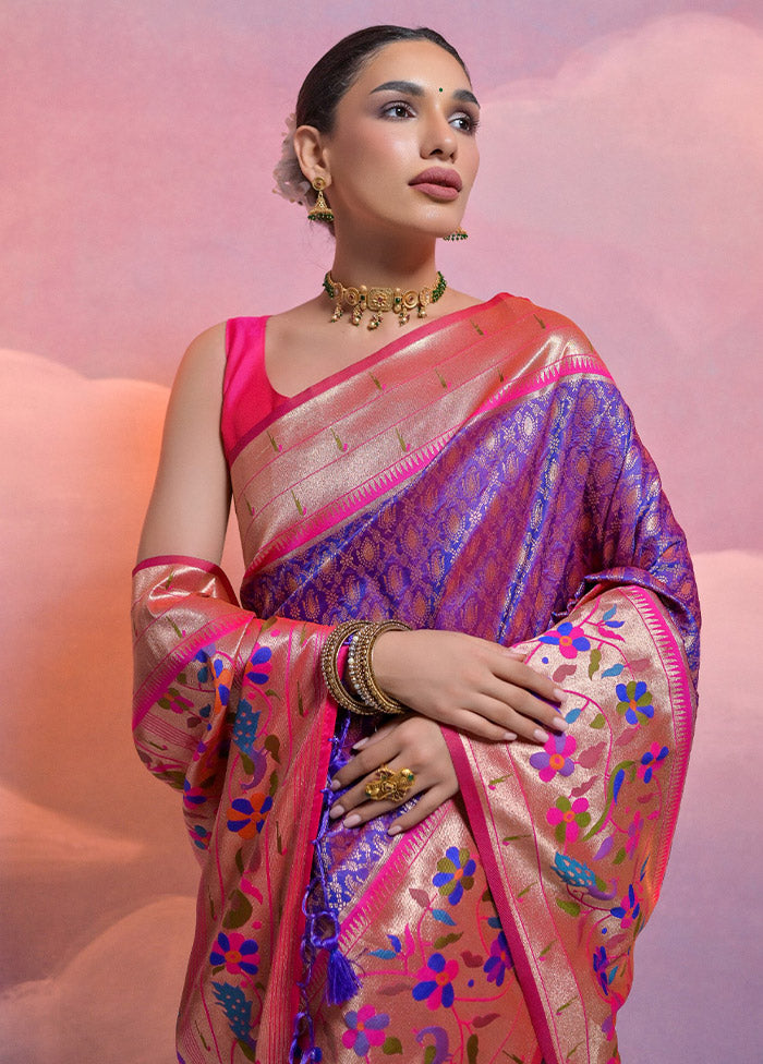 Royal Blue Dupion Silk Saree With Blouse Piece