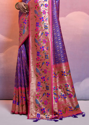 Royal Blue Dupion Silk Saree With Blouse Piece