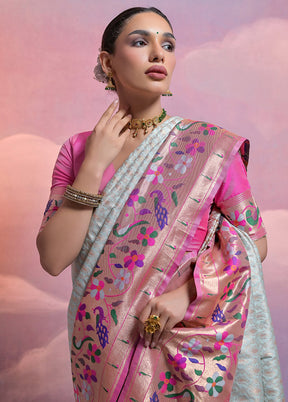 Sea Green Dupion Silk Saree With Blouse Piece