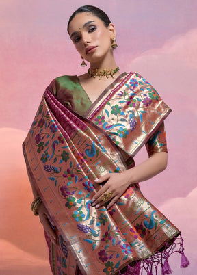 Wine Dupion Silk Saree With Blouse Piece