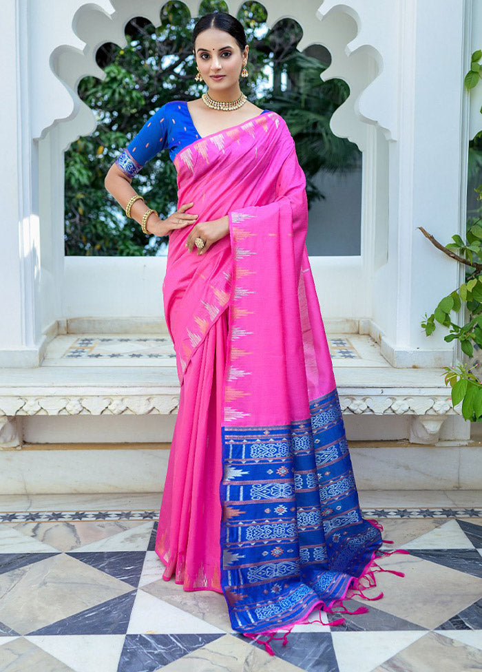 Pink Dupion Silk Saree With Blouse Piece