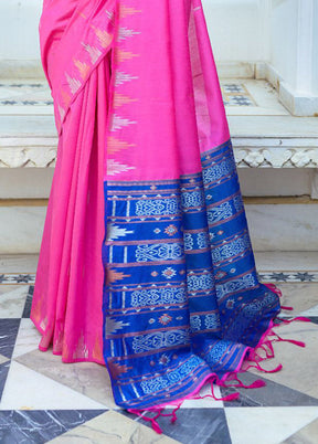 Pink Dupion Silk Saree With Blouse Piece