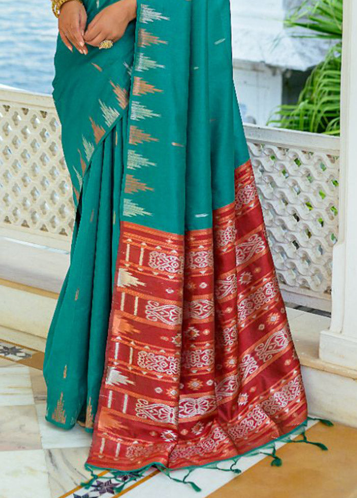 Rama Dupion Silk Saree With Blouse Piece