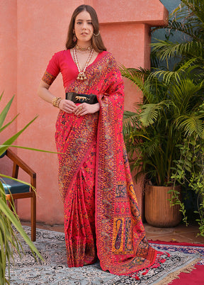 Red Banarasi Silk Saree With Blouse Piece