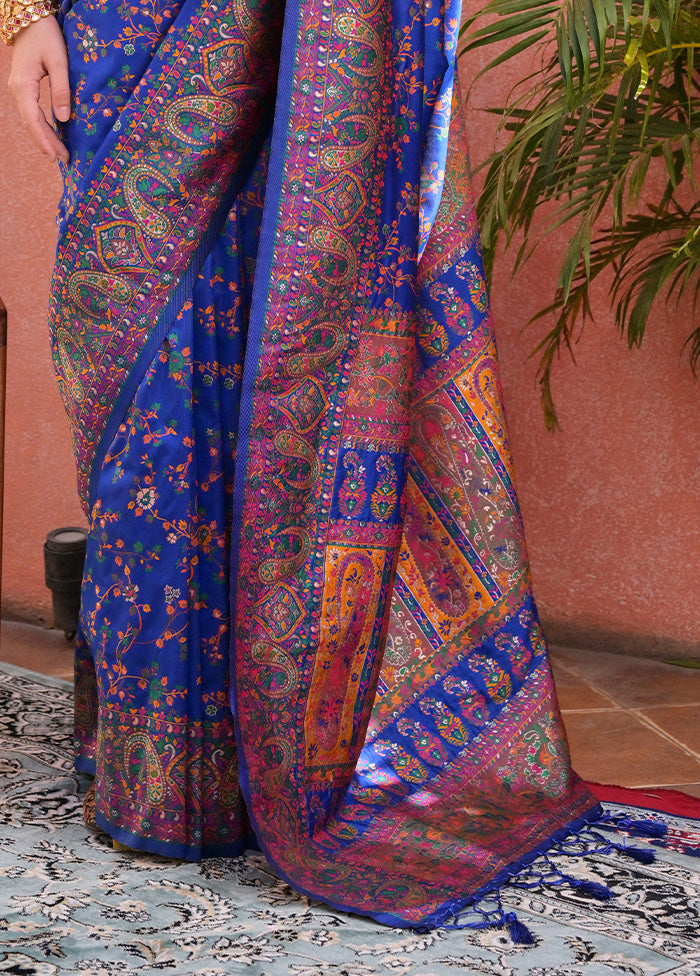 Royal Blue Banarasi Silk Saree With Blouse Piece