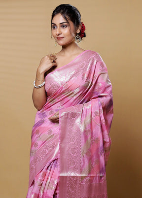 Pink Dupion Silk Saree With Blouse Piece