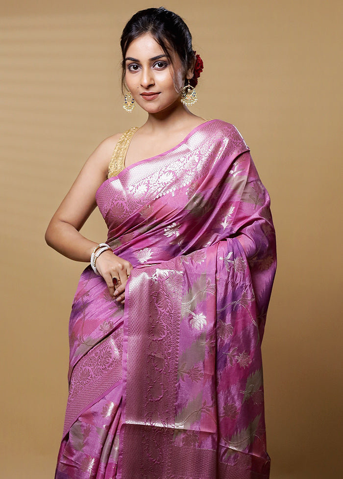 Pink Dupion Silk Saree With Blouse Piece