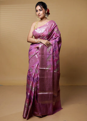 Pink Dupion Silk Saree With Blouse Piece