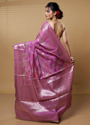 Pink Dupion Silk Saree With Blouse Piece