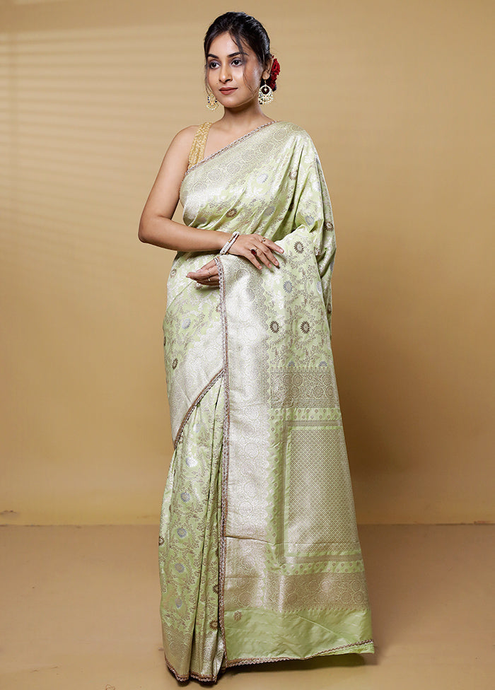 Green Dupion Silk Saree With Blouse Piece