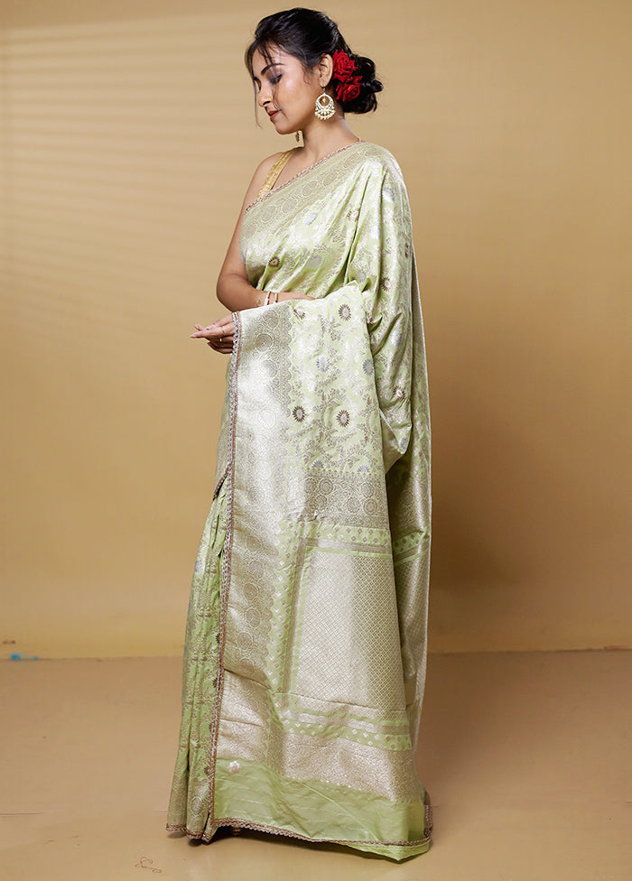 Green Dupion Silk Saree With Blouse Piece