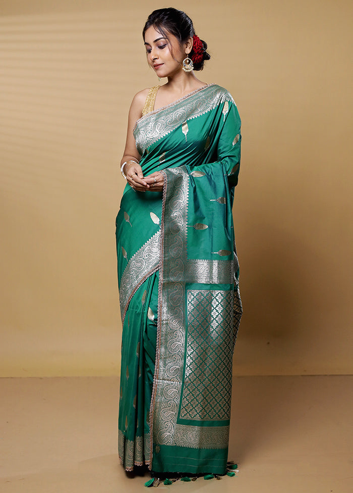 Green Dupion Silk Saree With Blouse Piece