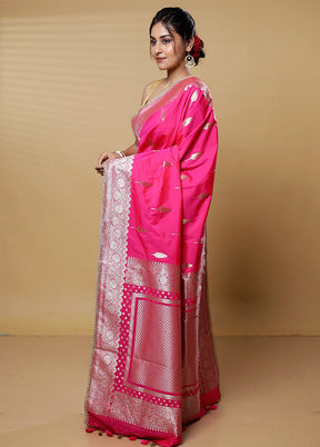 Pink Dupion Silk Saree With Blouse Piece