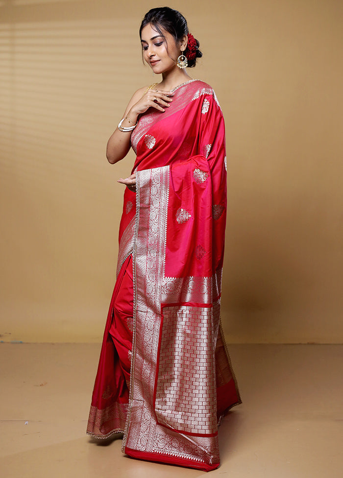 Pink Dupion Silk Saree With Blouse Piece