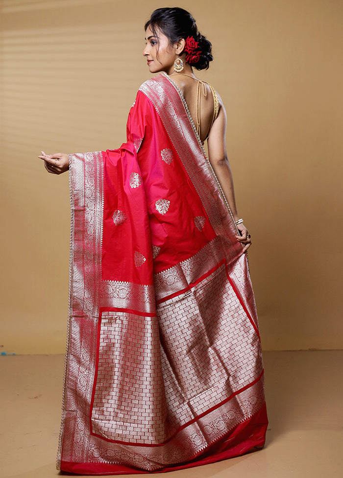 Pink Dupion Silk Saree With Blouse Piece