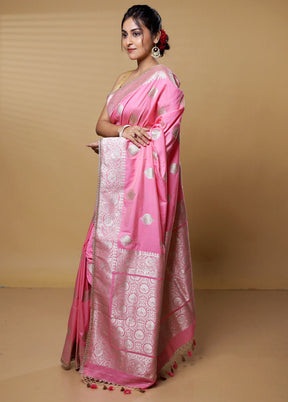 Pink Dupion Silk Saree With Blouse Piece