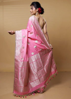 Pink Dupion Silk Saree With Blouse Piece