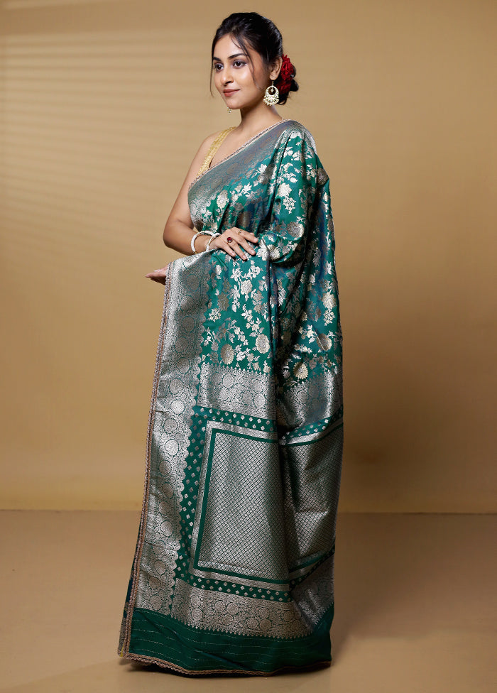 Green Dupion Silk Saree With Blouse Piece