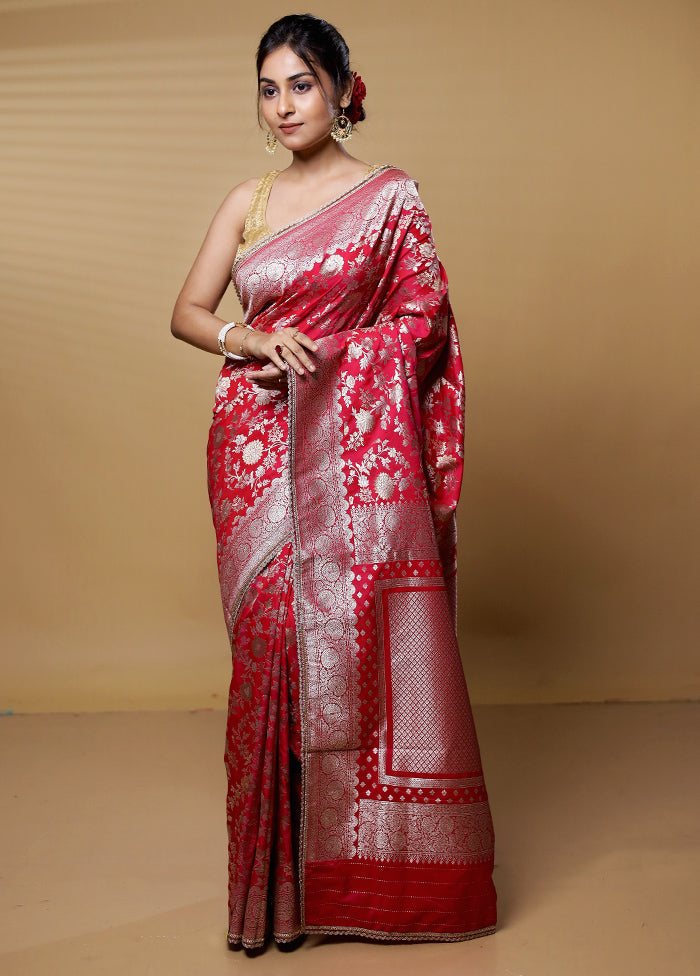 Pink Dupion Silk Saree With Blouse Piece