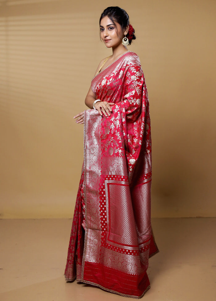 Pink Dupion Silk Saree With Blouse Piece