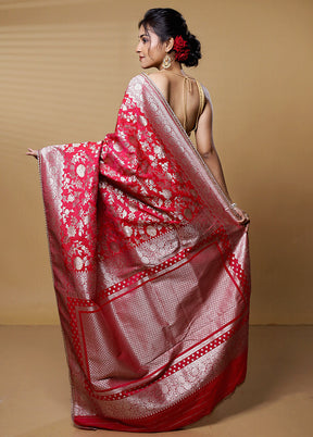 Pink Dupion Silk Saree With Blouse Piece