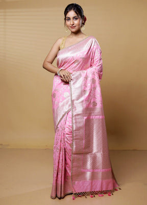 Pink Dupion Silk Saree With Blouse Piece