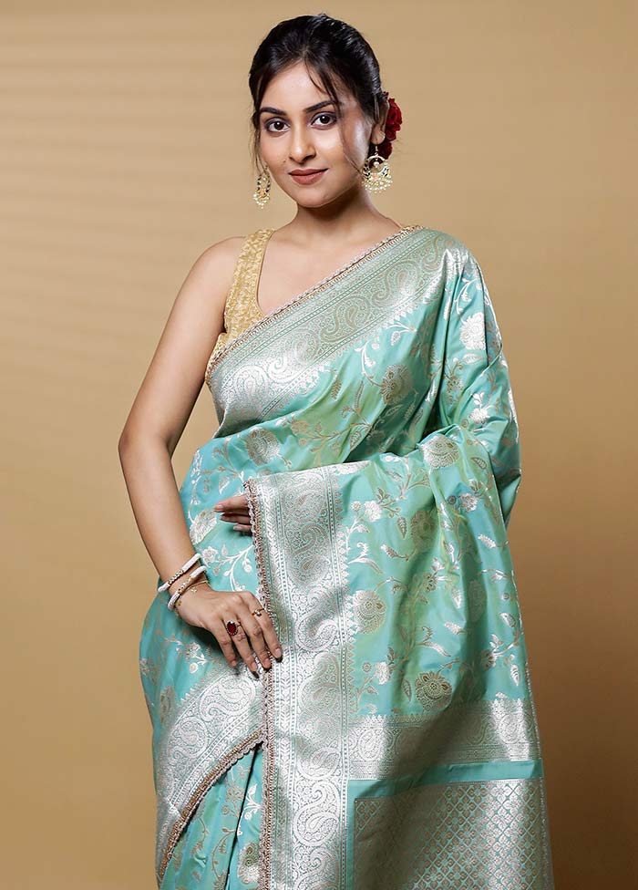 Green Dupion Silk Saree With Blouse Piece