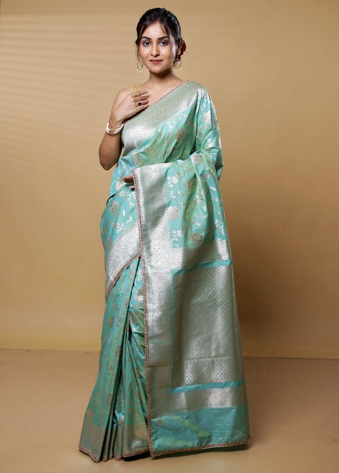 Green Dupion Silk Saree With Blouse Piece