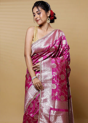 Pink Dupion Silk Saree With Blouse Piece