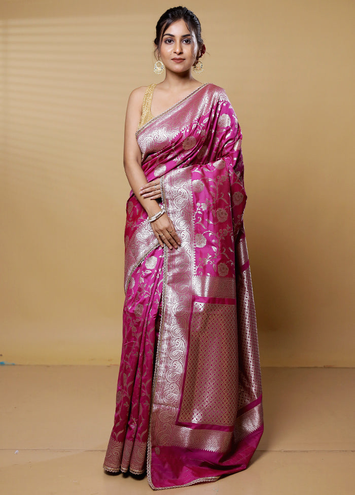 Pink Dupion Silk Saree With Blouse Piece