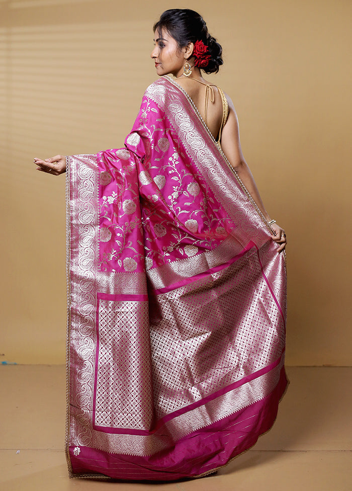 Pink Dupion Silk Saree With Blouse Piece