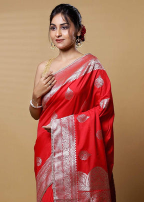 Pink Dupion Silk Saree With Blouse Piece